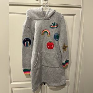 Mini Boden Hooded Sweatshirt Dress w/Stargazer and Artists Patches 8-9 yr